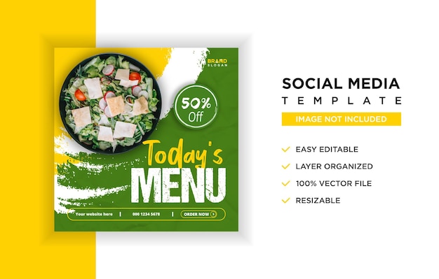 Köstliches salat-speisemenü werbebanner für soziale medien