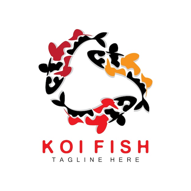 Koi Fish Logo Design Chinesisches Glück und Triumph Zierfische Vektor Firmenmarke Goldfisch-Symbol