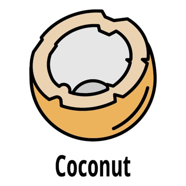 Vektor kokosnuss-symbol. umriss des kokosnuss-vektorsymbols in farbe, flach isoliert auf weiß