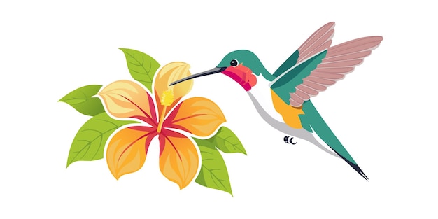 Kolibri genießt den Nektar einer lebendigen Orangenblume