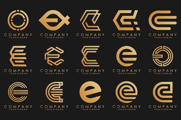 Kollektion logos goldener luxus mit buchstaben e geometrische abstrakte logos