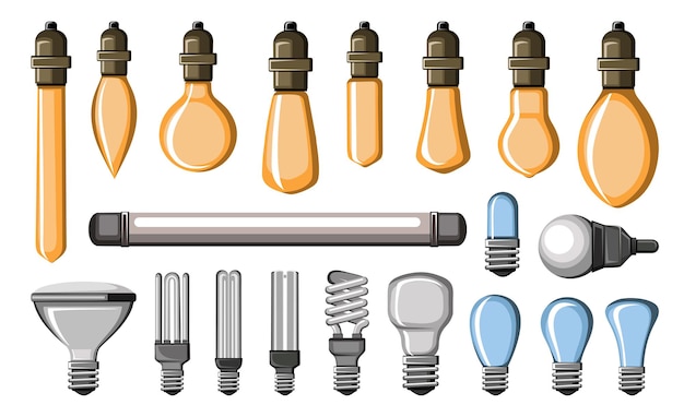 Kollektion von lampen für kronleuchter girlanden strahler im trendigen flachen stil