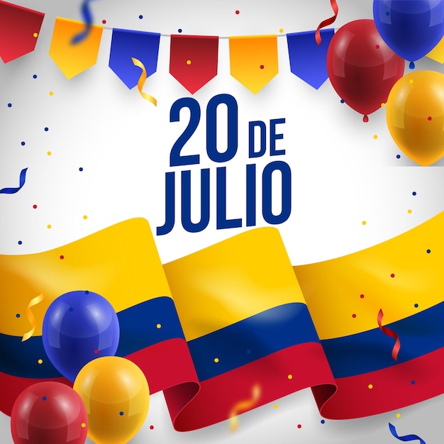 Vektor kolumbien unabhängigkeitstag oder 20. juli social media post-vorlage