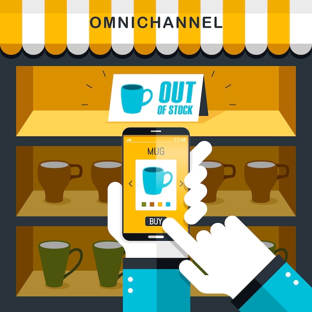 Kombination aus omni-channel-erfahrung in flachem design