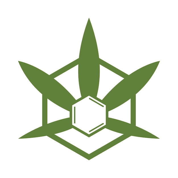 Vektor kombination marihuana-blatt und hexagon