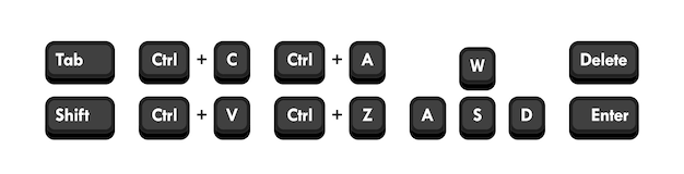 Vektor kombinationen verschiedener computer-tastaturknöpfe schnellschlüsselkombination