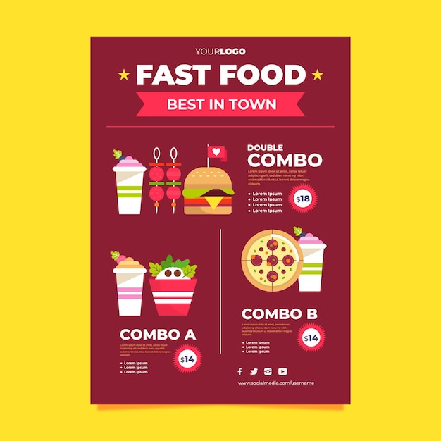 Kombinierte mahlzeiten fast-food-poster