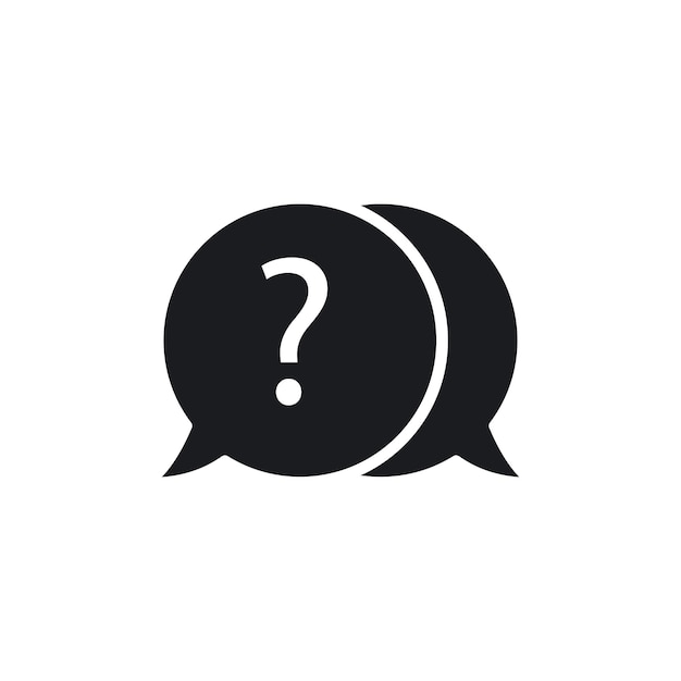 Kommentar-Fragen-Symbol-Satz FAQ-Vektor-Symbool-Frage- und Antwort-Piktogramm-Anfrage-Bubble-Frage oder Anfrage-Zeichen-Frequenzfragen-Ikonen in schwarzem gefülltem und umrissenen Stil