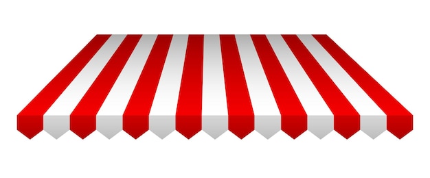 Kommerzielle Überdachungsmarkise für Geschäft 3D-Zelt mit weißen roten Streifen Marktgeschäft Vektor-Designelement
