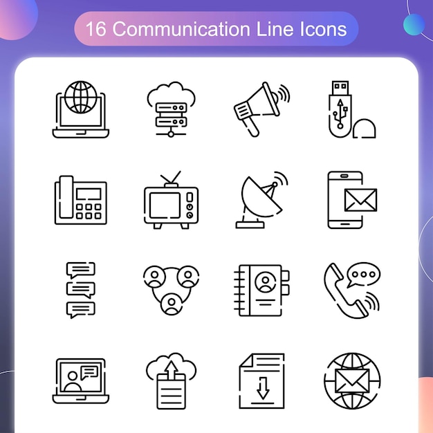 Kommunikations-vektor-umriss-icon-set 03