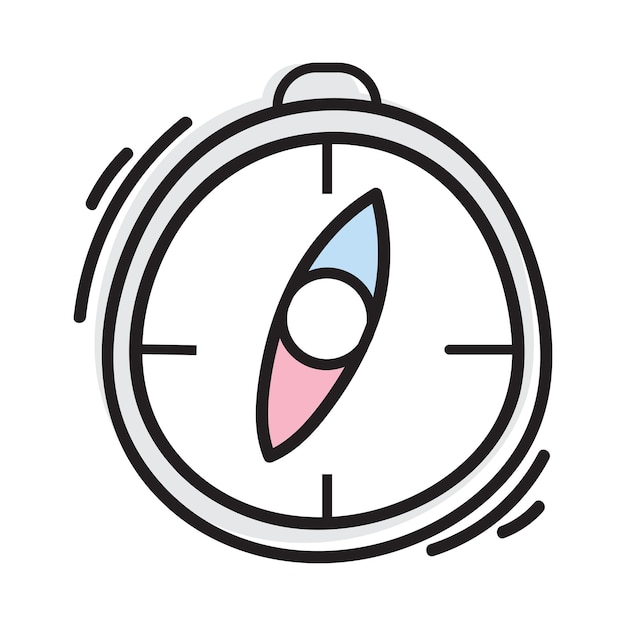 Kompass im doodle-stil isoliert auf weißem hintergrund handgezeichnete vektor-grundriss-skizze illustration des touristischen navigators design für print-web-mobile-flyer-malbuch-tätowierung