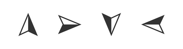 Vektor kompasspfeil-symbol navigationspunkt in richtung norden, südosten und westen vektor