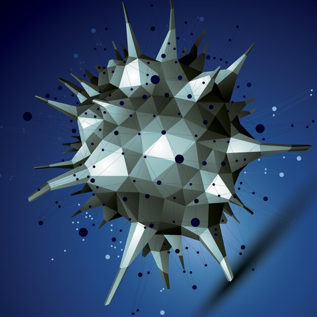 Komplizierte abstrakte Graustufen-3D-Form, digitales Vektorgitterobjekt. Thema Technologie.