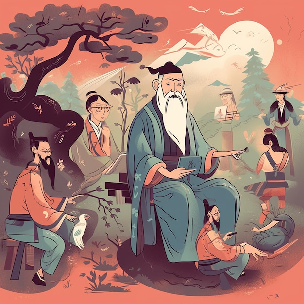 Konfuzius unterrichtet neugierige Schüler