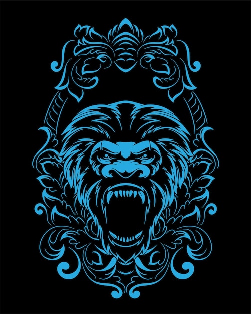 Kong-grafikillustration und t-shirt-design premium-vektor