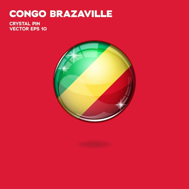 Kongo-brazzaville-flagge 3d-knöpfe