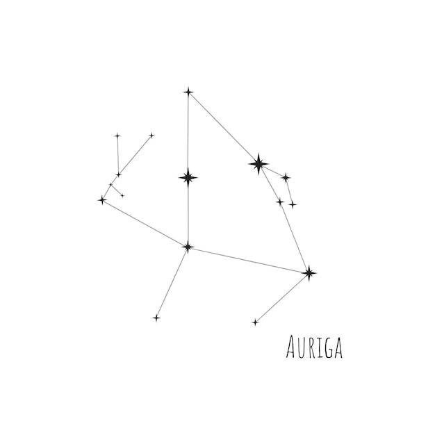 Konstellation Auriga Schema Doodle Skizze lineares Symbol aller 88 Konstellationen