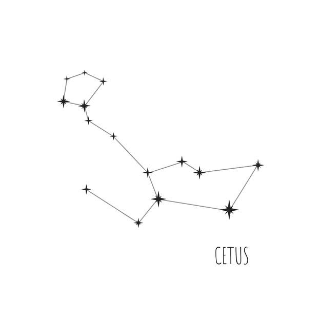 Konstellation Cetus Doodle skizzieren lineare Ikone von 88 Konstellationen