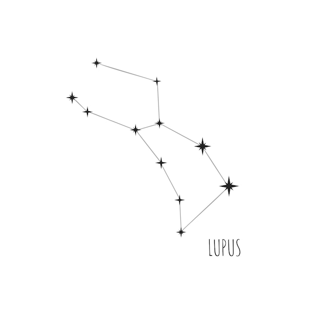 Konstellation Lupus Doodle skizzieren lineare Ikone von 88 Konstellationen