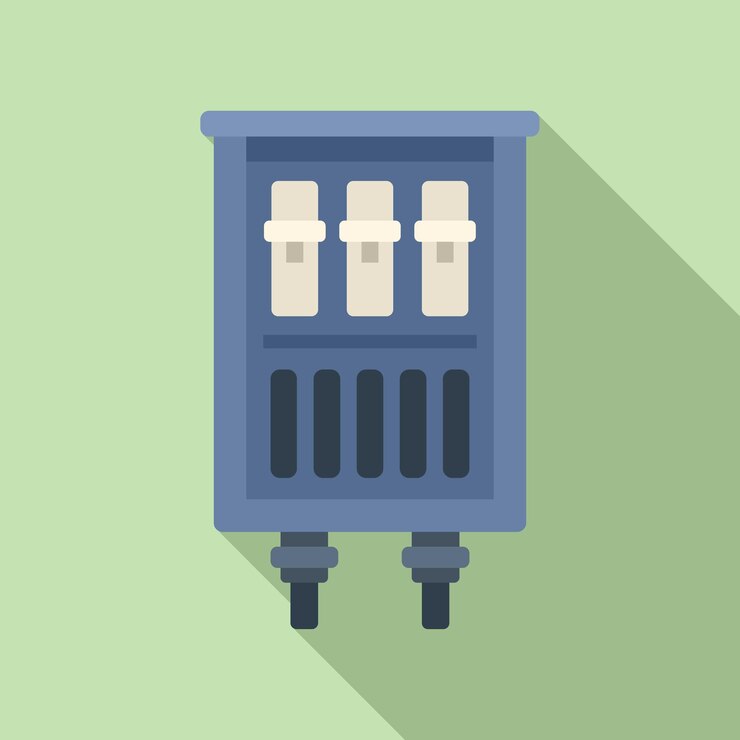 Vektor kontakt-anschlusskasten-symbol, flacher vektor, elektrischer schalter, montagesteuerung