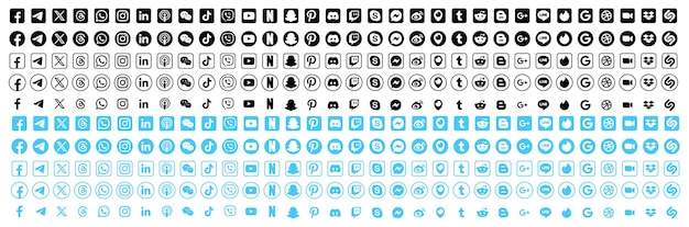 Vektor kontakt-icon und social-media-icon-satz