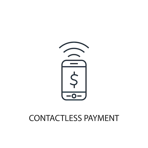 Kontaktloses Zahlungskonzept Symbol Leitung. Einfache Elementabbildung. Kontaktloses Zahlungskonzept Umrisssymbol Design. Kann für Web- und mobile UI/UX verwendet werden