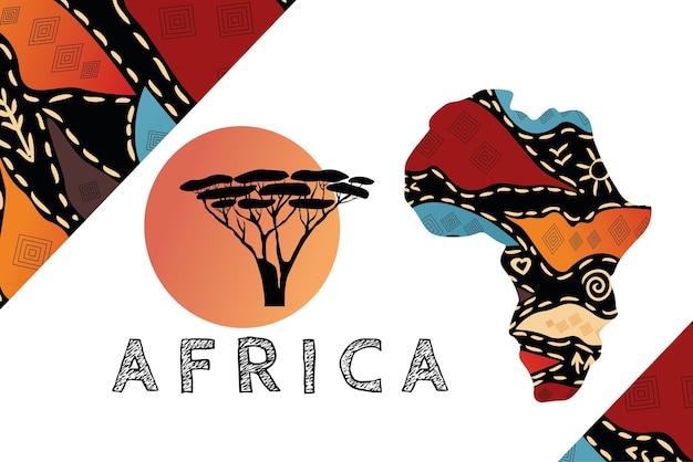 Kontinent afrika mit mustervektorillustration elemente für designvektorillustration logo des konzepts der afrikanischen kultur