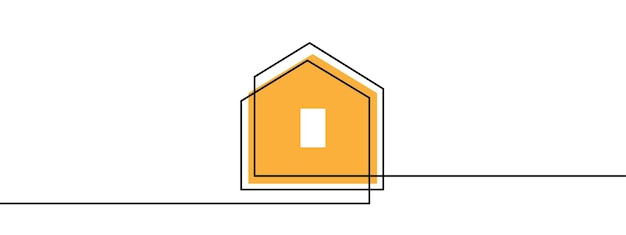 Vektor kontinuierliche dünne linie home illustration minimalistisches haus einzeiliges kunstsymbol