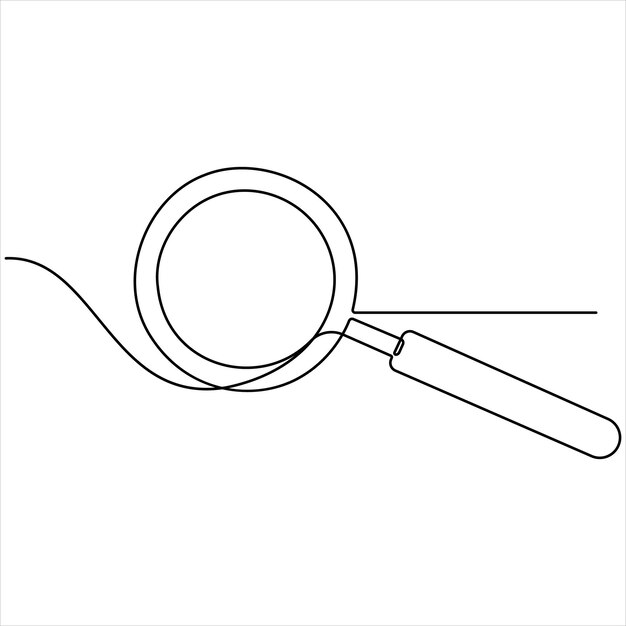 Kontinuierliche Ein-Linie-Kunst-Lupe-Suchsymbol-Skizze-Vektor-Illustration