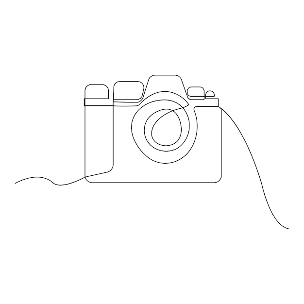 Kontinuierliche Ein-Linien-Zeichnung hd-Foto-Kamera Umriss-Vektor-Illustration