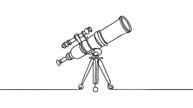 Vektor kontinuierliche ein-linien-zeichnung schul-teleskop-symbol vektor-illustration