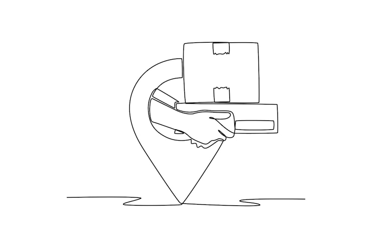 Vektor kontinuierliche ein-linien-zeichnung verteilung und logistisches konzept ein-linie-ziehung design vektor grafische illustration