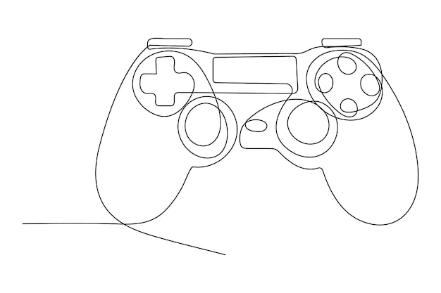Kontinuierliche Ein-Linien-Zeichnung von Game-Stick Joystick-Gaming-Controller Umriss-Vektor-Illustration