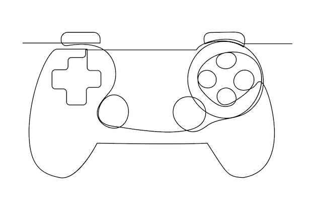 Kontinuierliche Ein-Linien-Zeichnung von Game-Stick Joystick-Gaming-Controller Umriss-Vektor-Illustration