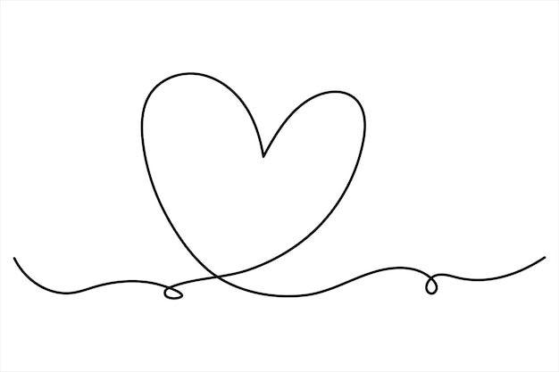Kontinuierliche eine Linie Herz- und Liebeszeichen-Symbolzeichnung Isoliert auf weißem Hintergrund Kunstillustration