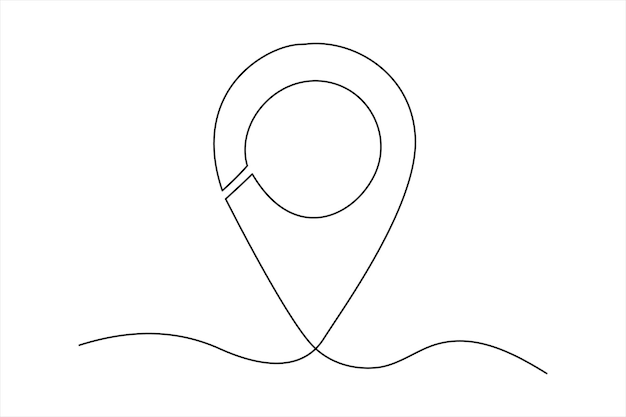 Kontinuierliche einseitige Google-Karten-Punkt- und Standortumriss-Vektorkunstillustration