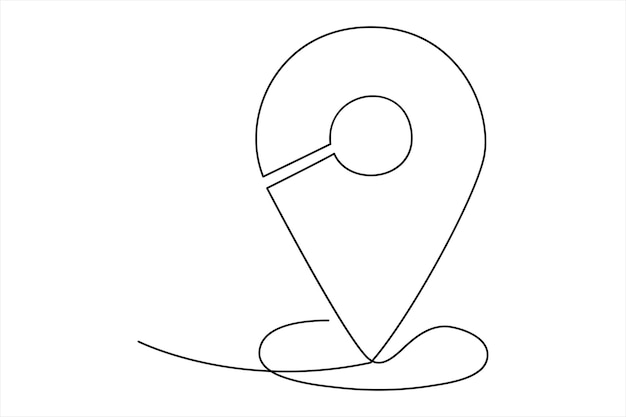 Kontinuierliche einseitige Google-Karten-Punkt- und Standortumriss-Vektorkunstillustration