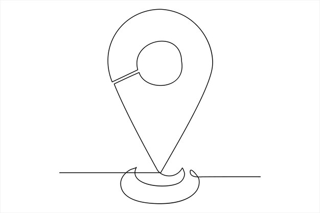 Kontinuierliche einseitige Google-Karten-Punkt- und Standortumriss-Vektorkunstillustration