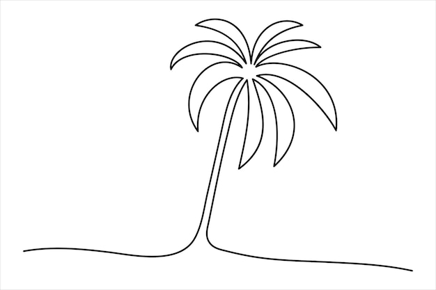 Kontinuierliche einseitige Palmenzeichnung Isolierte Vektorillustration auf weißem Hintergrund