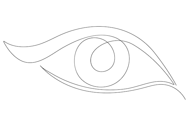 Kontinuierliche Einzeil-Kunstzeichnung des menschlichen Auges Design Kontur Vektorkunst Illustration