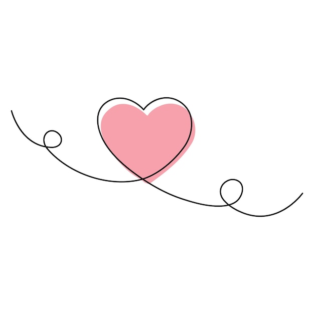 Vektor kontinuierliche einzeilenkunst hearts of love konzept auf weißer illustration