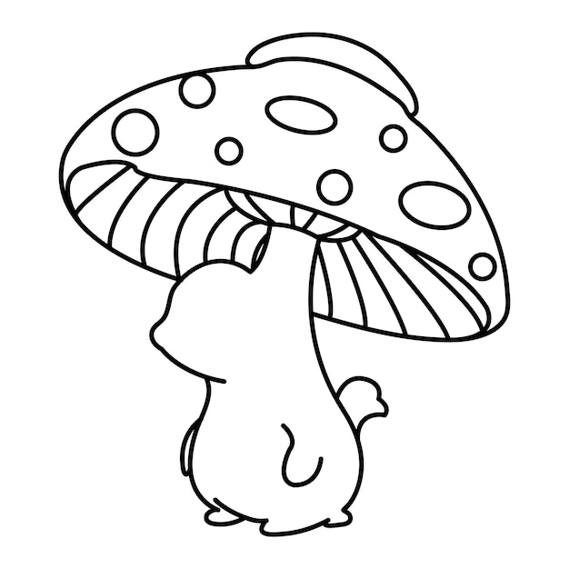 Kontinuierliche Einzeilenkunst von Pilzen Cute Pilze Oneline Zeichnung Vektor und Illustration