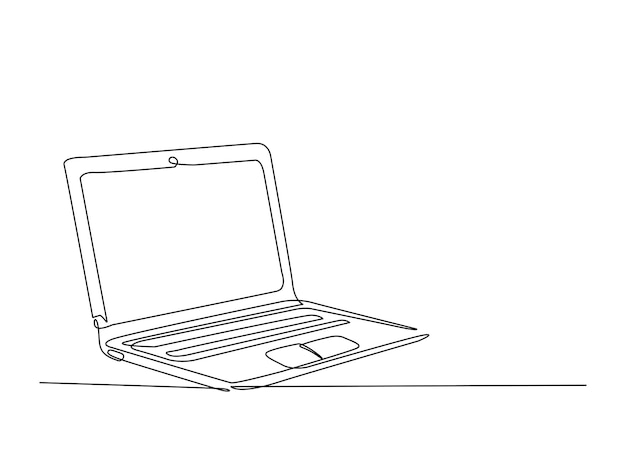 Kontinuierliche Einzeilenzeichnung von Laptop oder Notebook
