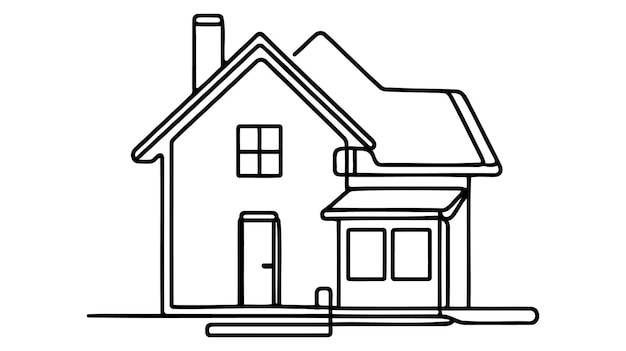 Vektor kontinuierliche einzeilige home-vektor-illustration minimalistisches haussymbol einzeiliges kunst-cottage-gebäude