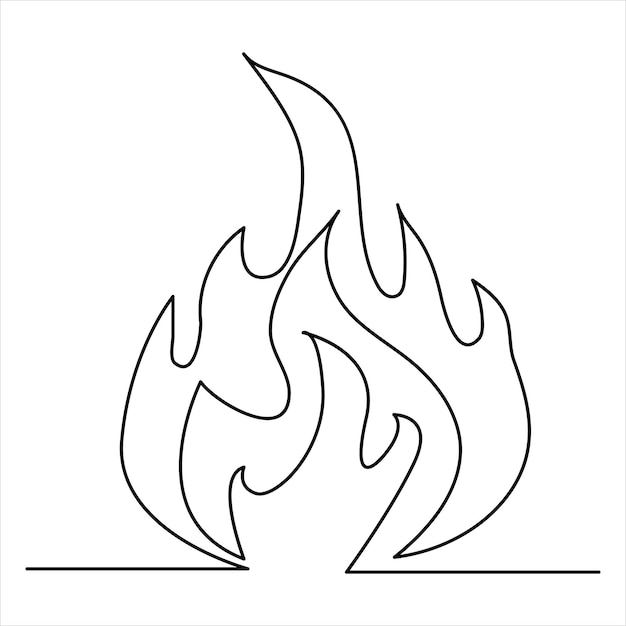 Vektor kontinuierliche einzeilige zeichnung der lagerfeuer-linienzeichnung, vektorgrafik