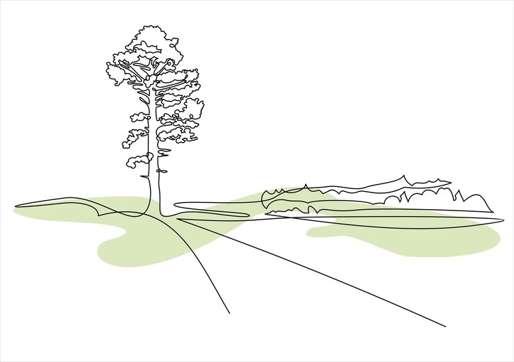kontinuierliche einzeilige zeichnung der naturbaumvektorillustration