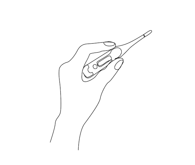 Vektor kontinuierliche einzeilige zeichnung des handthermometers einfache illustration der vektorillustration der thermometerlinie