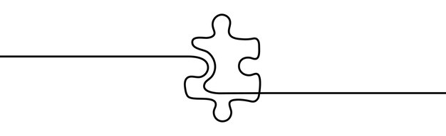 Vektor kontinuierliche einzeilige zeichnung des puzzles einzeilige vektordarstellung
