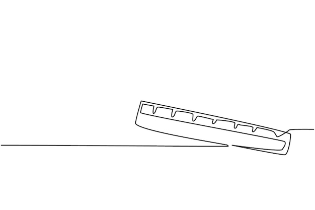 Vektor kontinuierliche einzeilige zeichnung eines kunststofflineals zur messung der länge eines objekts. design für den bildungsvektor