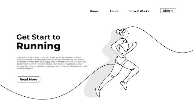 Kontinuierliche einzeilige zeichnung mädchen beim joggen menschen sportler laufen illustration fitness menschliche gesundheit themenskizze glückliche energie von aktiver marathon-person vektorillustration minimalistisch